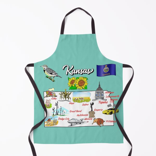 Item preview, illustrated Map of Kansas in US with the major Cities and symbols designed and sold by mashmosh.