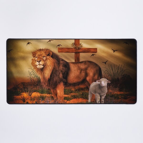 The Lion And The Lamb Desk Mat