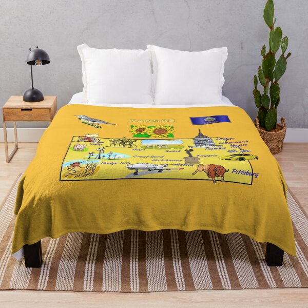 Item preview, Hand Drawn Illustration of Kansas Map with Tourist Destinations, landmarks, USA designed and sold by mashmosh.