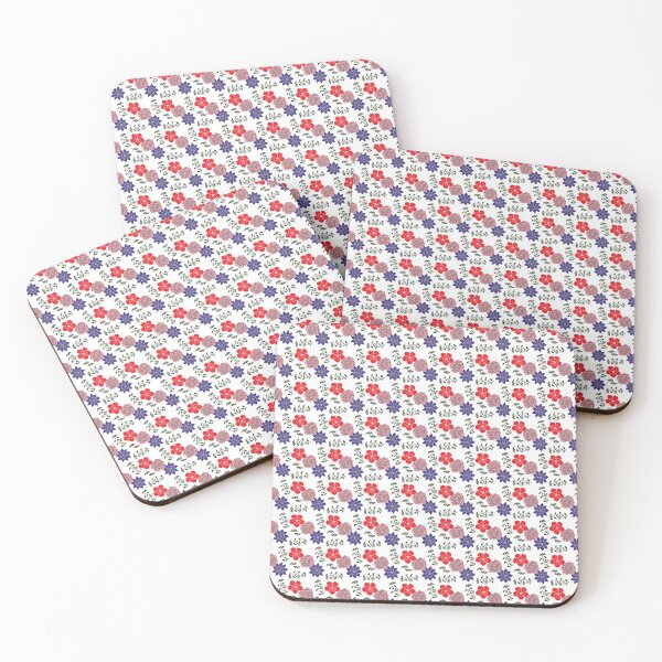 Item preview, Blue Red Flowered Pattern Background designed and sold by zinsam.