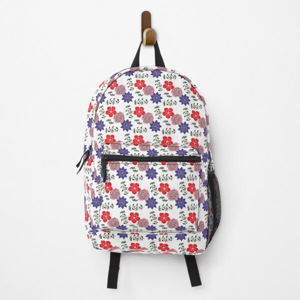 Item preview, Blue Red Flowered Pattern Background designed and sold by zinsam.