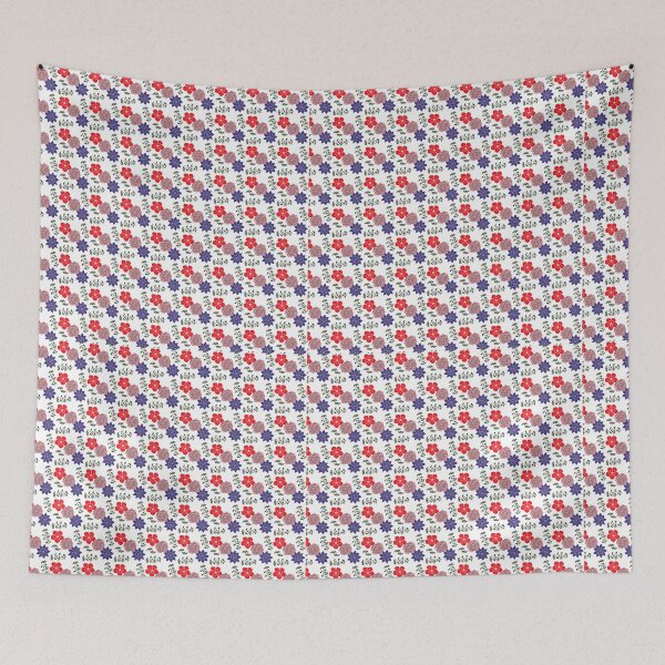 Item preview, Blue Red Flowered Pattern Background designed and sold by zinsam.