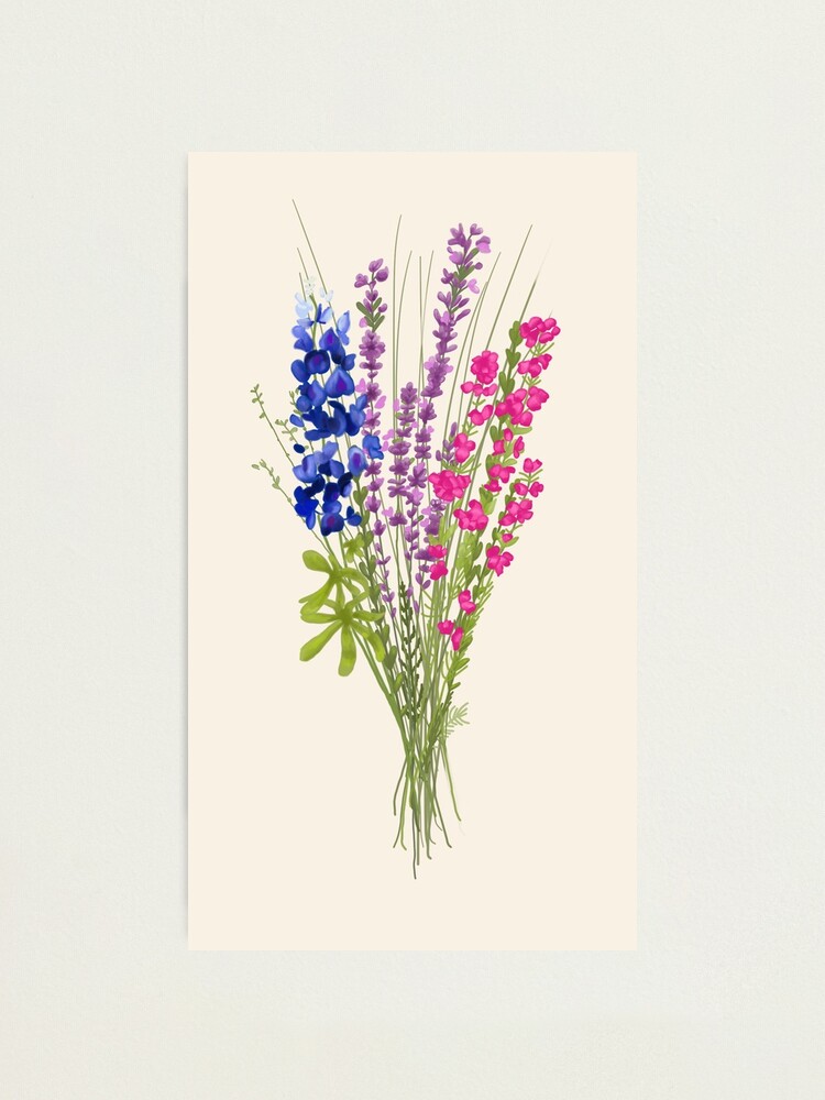 Thumbnail 2 of 3, Photographic Print, subtle bi pride flowers designed and sold by LittleFinds.