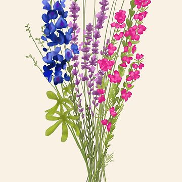 Artwork thumbnail, subtle bi pride flowers by LittleFinds