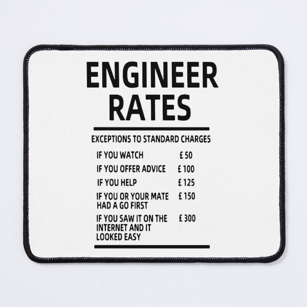 Item preview, Funny Engineer Hourly Rate List Per Hour Art Design Happy Apparel Essential Inspiration Joy Mood Funny designed and sold by DesignByHeartUK.