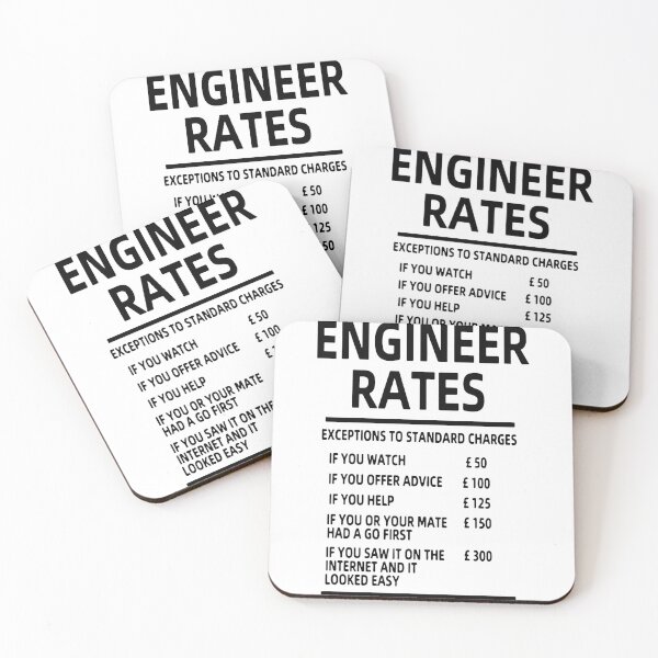 Item preview, Funny Engineer Hourly Rate List Per Hour Art Design Happy Apparel Essential Inspiration Joy Mood Funny designed and sold by DesignByHeartUK.