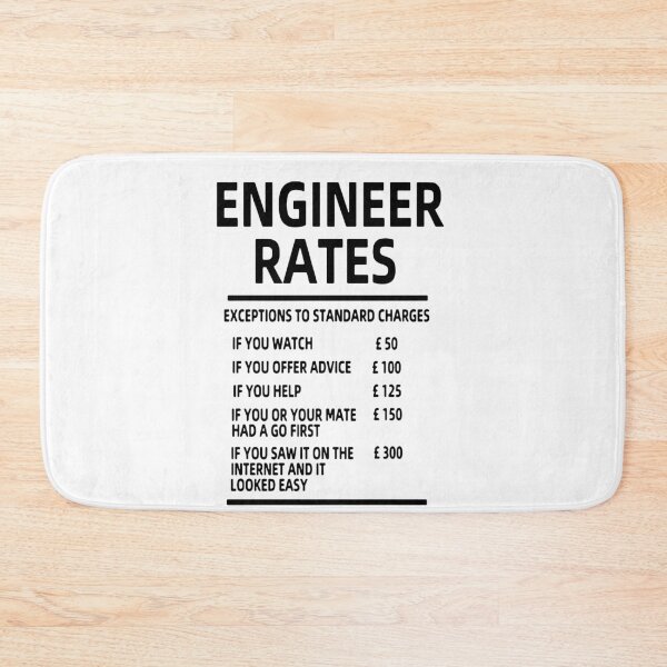 Item preview, Funny Engineer Hourly Rate List Per Hour Art Design Happy Apparel Essential Inspiration Joy Mood Funny designed and sold by DesignByHeartUK.