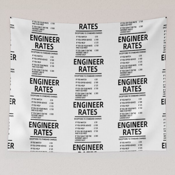Item preview, Funny Engineer Hourly Rate List Per Hour Art Design Happy Apparel Essential Inspiration Joy Mood Funny designed and sold by DesignByHeartUK.