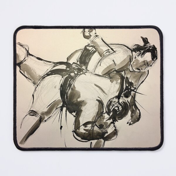 Item preview, Sumo #2 - Sumo wrestlers ink wash painting on paper designed and sold by Rebecca Rees.
