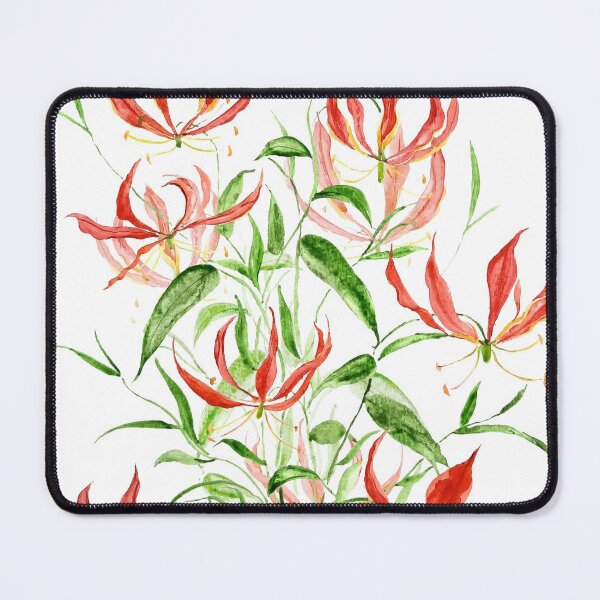 Item preview, hand painted orange red climbing lily watercolor painting designed and sold by ColorandColor.