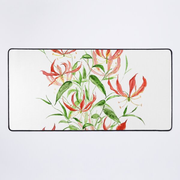 Item preview, hand painted orange red climbing lily watercolor painting designed and sold by ColorandColor.