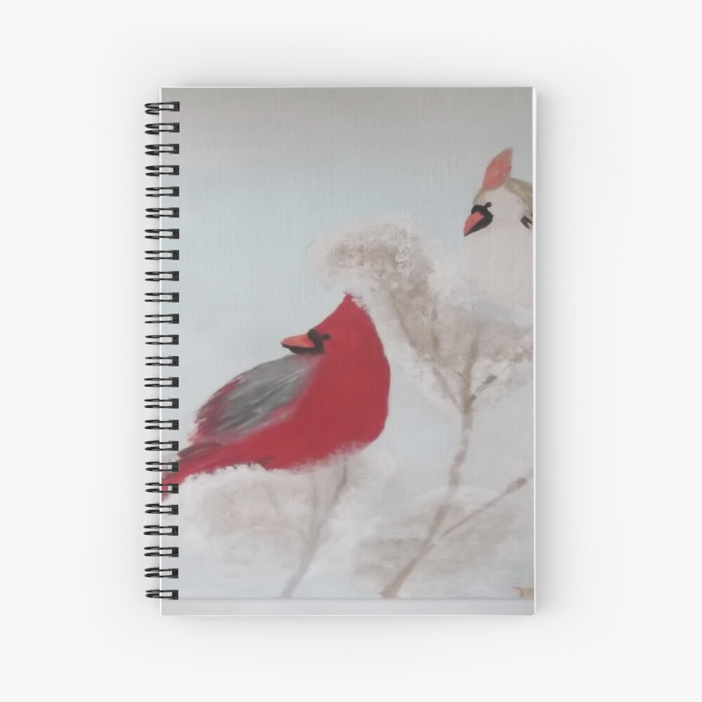 Winter Cardinals Painting Spiral Notebook