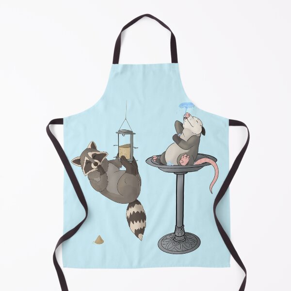 Item preview, Raccoon and possum at bird feeder and bird bath designed and sold by Mehu.
