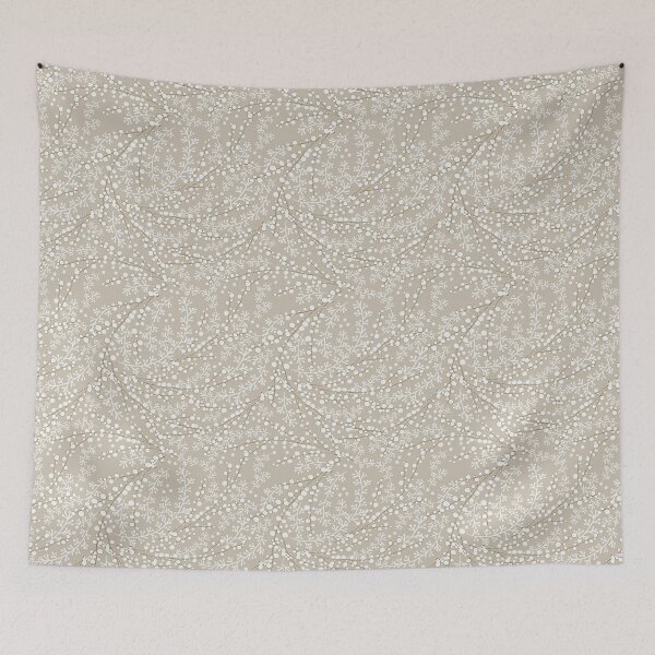Item preview, Swirling Berry branches in soft white and khaki colors designed and sold by Kate Correll.