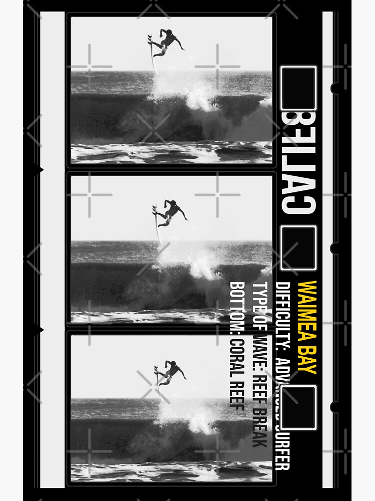 "Waimea Bay Hawaii North Shore Hawaiian Surfing Film Frames" Sticker for Sale by IronEcho