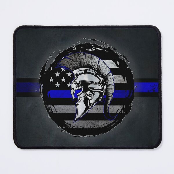 Item preview, Spartan Helmet Thin Blue Line Grunge American Flag Support designed and sold by artistwill.