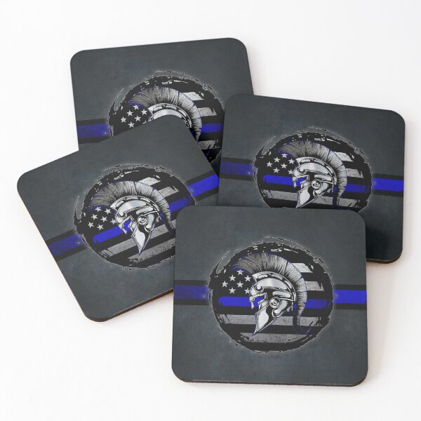 Item preview, Spartan Helmet Thin Blue Line Grunge American Flag Support designed and sold by artistwill.