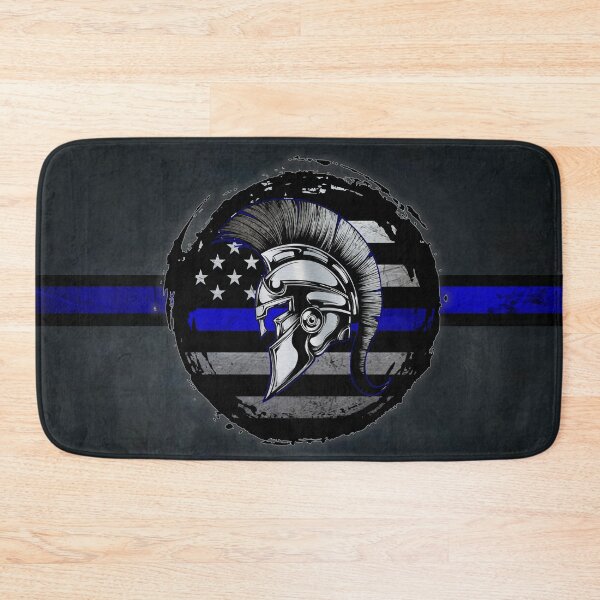 Item preview, Spartan Helmet Thin Blue Line Grunge American Flag Support designed and sold by artistwill.