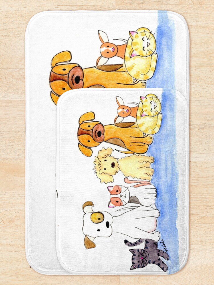 Thumbnail 5 of 6, Bath Mat, Furry Friends designed and sold by MahliAW.