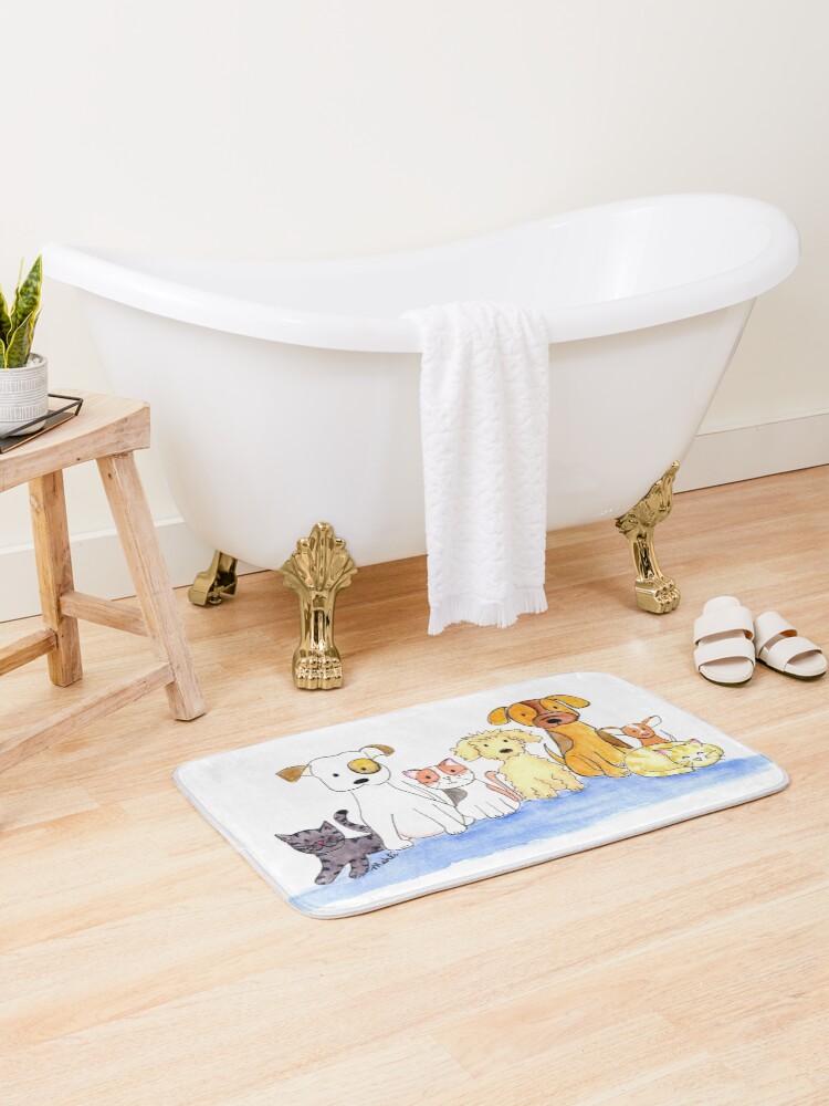 Thumbnail 2 of 6, Bath Mat, Furry Friends designed and sold by MahliAW.