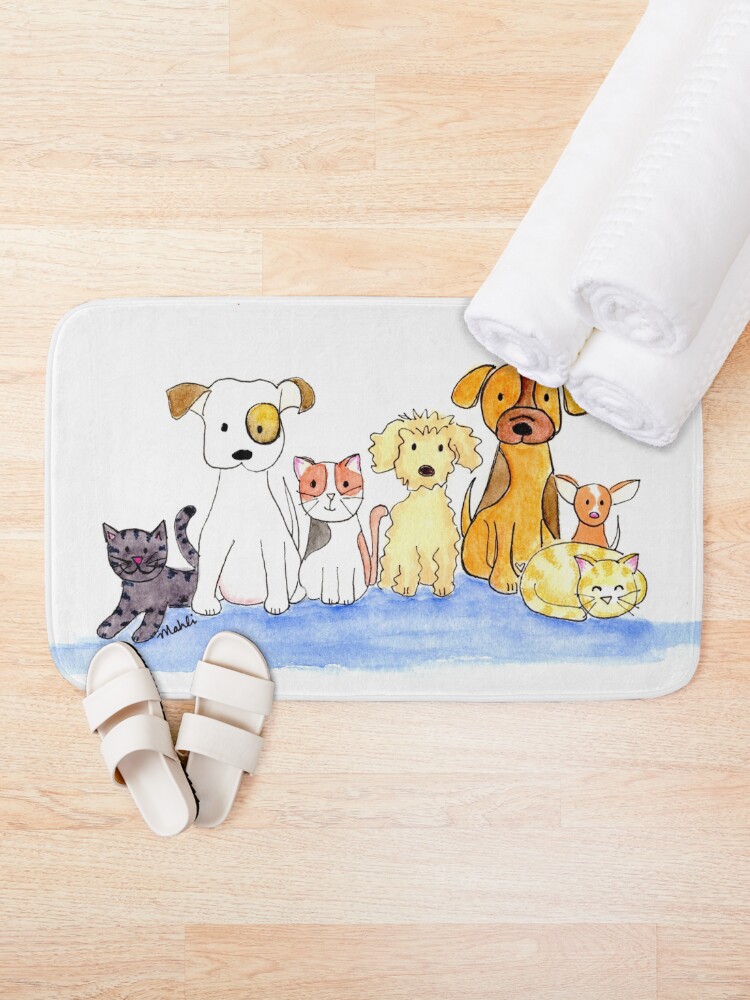 Thumbnail 1 of 6, Bath Mat, Furry Friends designed and sold by MahliAW.