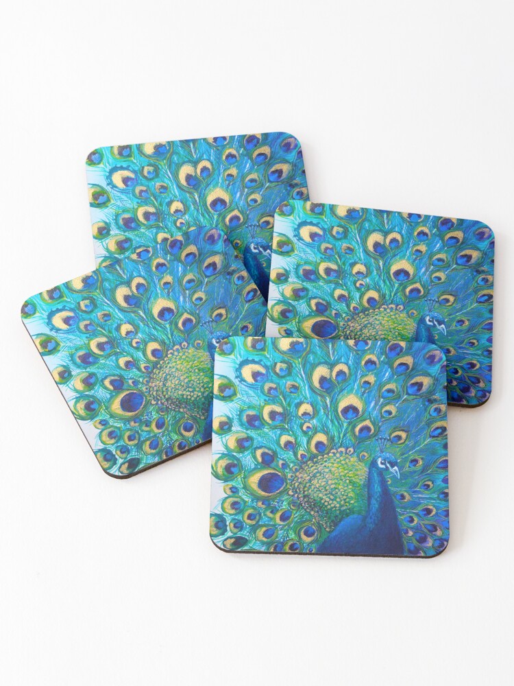 Peacock glass best sale coasters