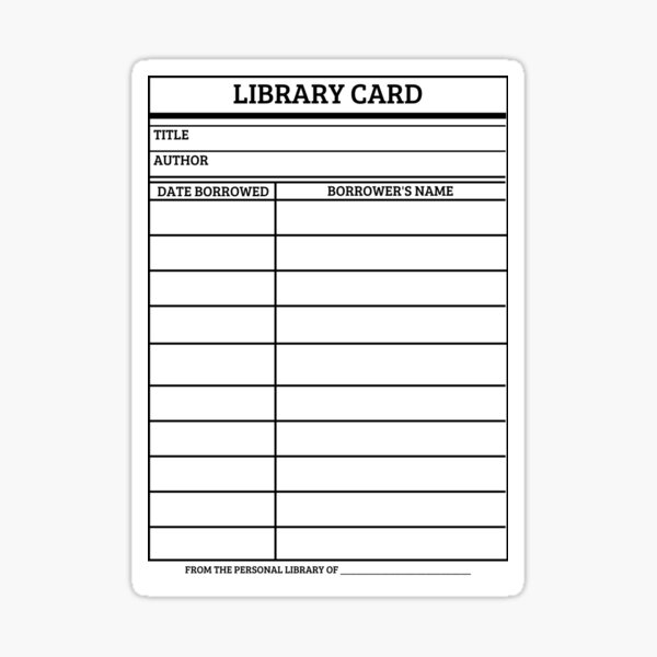 Library Card (White) Sticker