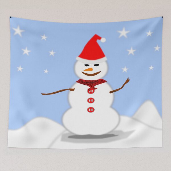 Item preview, Snowman drawing. Happy snowman with red Santa hat. designed and sold by Verle-art.