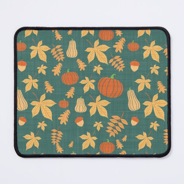 Item preview, Pumpkin Squash Acorn Autumn Leaves Teal Denim designed and sold by cashewdays.