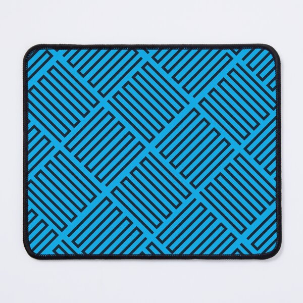Item preview, Angled Checkerboard Line Pattern in Dark Blue on Cyan designed and sold by Neil Feigeles.