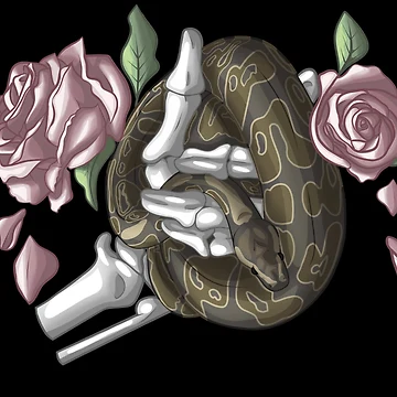 Artwork thumbnail, Ball Python In Skeleton Hand Design V.2 by AMackInCheese