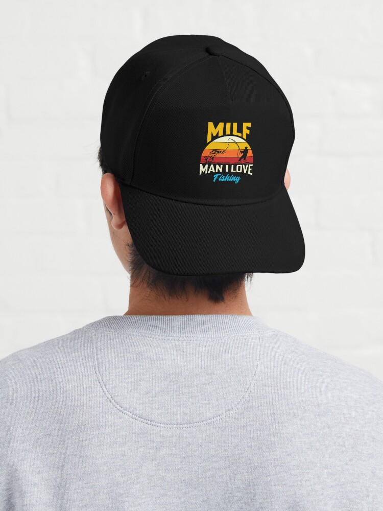 Milf - Man I Love Fishing - Vintage Retro Style Trucker Cap Hat (Black) at   Men's Clothing store