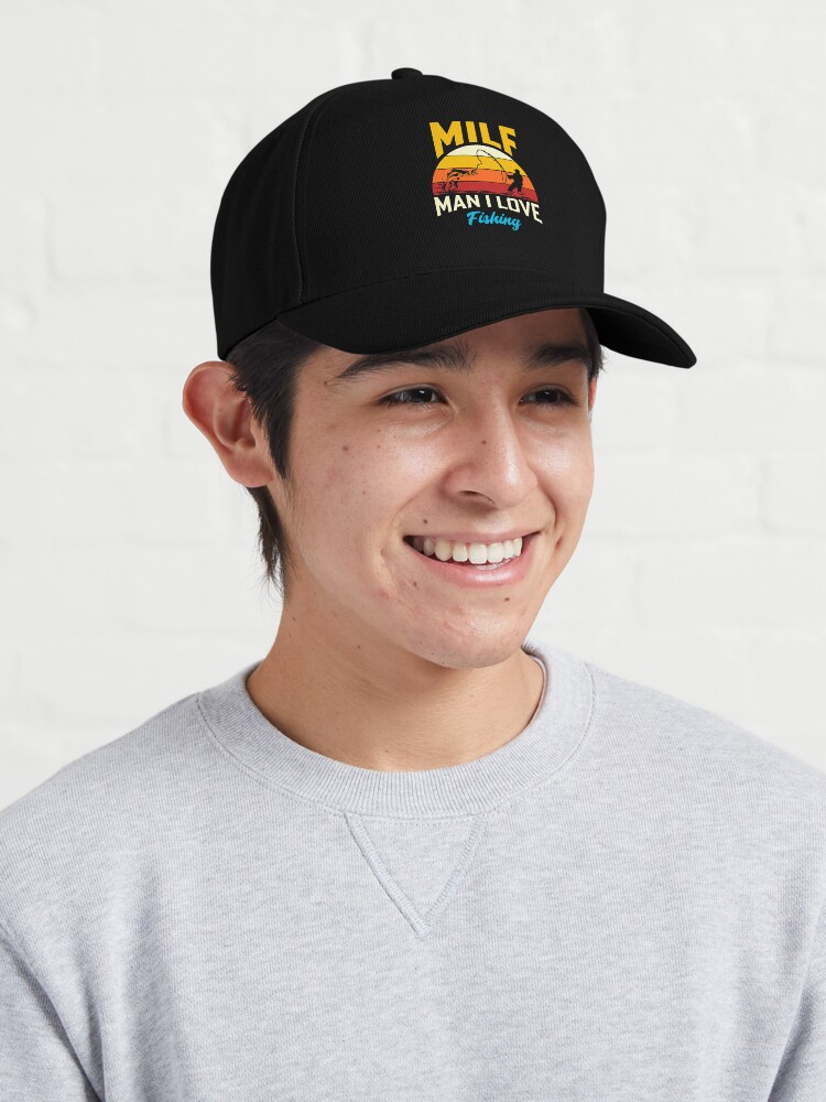 Milf Man. I Love Fishing Hat Men Women Adjustable Trucker Fashion Washed  Denim Caps for Outdoor Black Baseball Cap