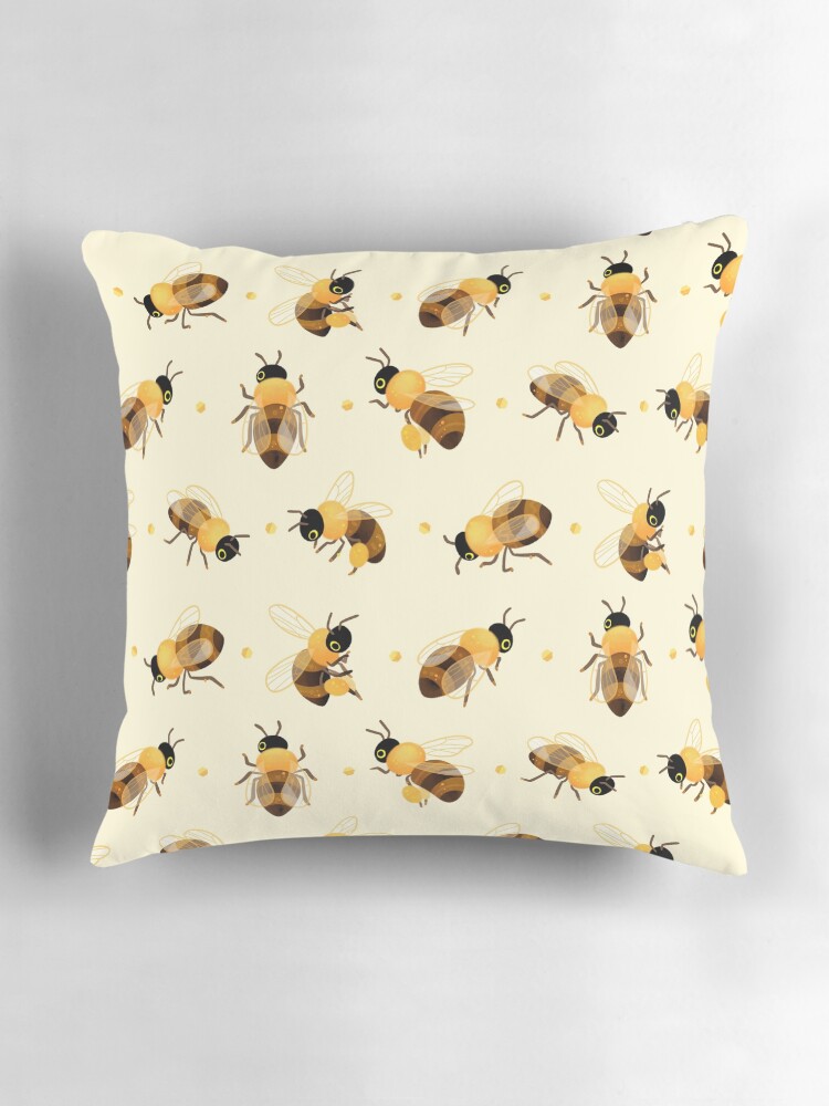 Thumbnail 3 of 4, Pillow, Honey bees designed and sold by pikaole.