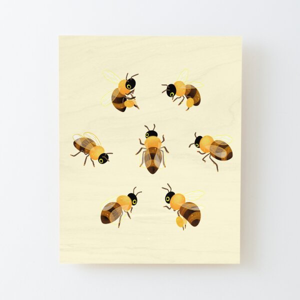 Abejas Lámina montada de madera
