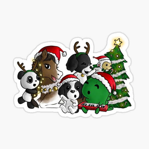 Dino & Panda Caroling with Friends Sticker