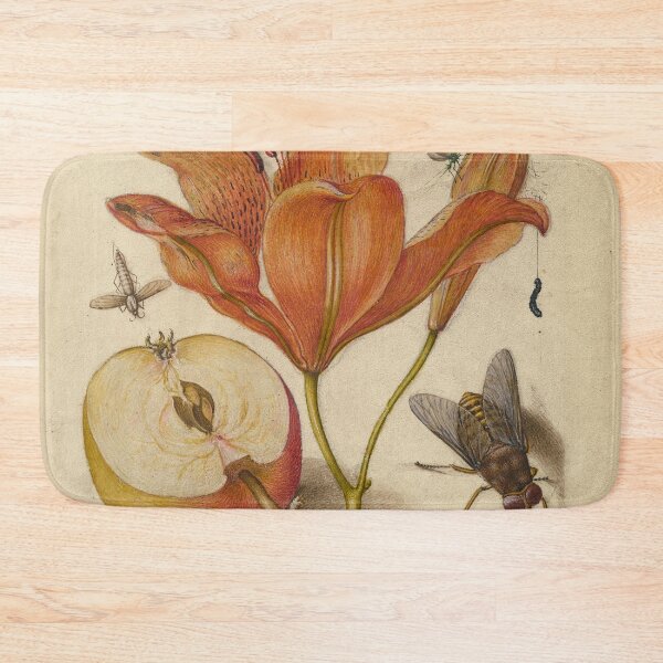 Item preview, Flower, Insects, and Calligraphy Illustration designed and sold by Naturalist Prints.