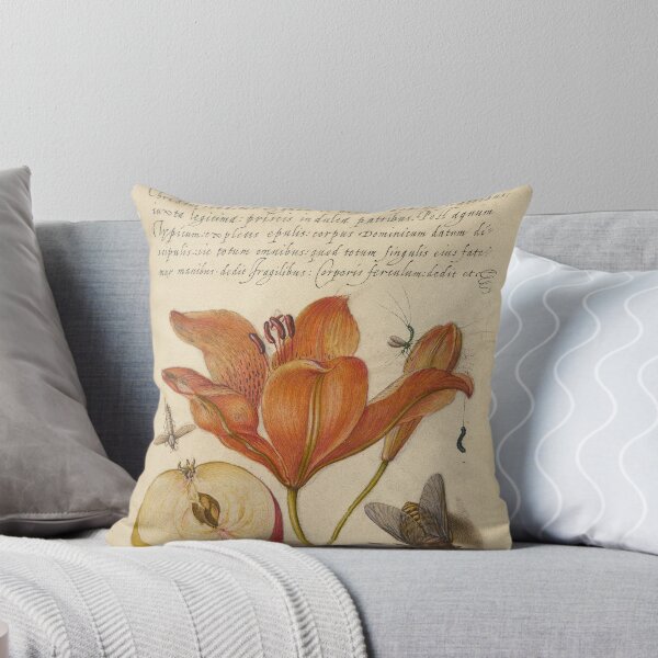 Item preview, Flower, Insects, and Calligraphy Illustration designed and sold by Naturalist Prints.