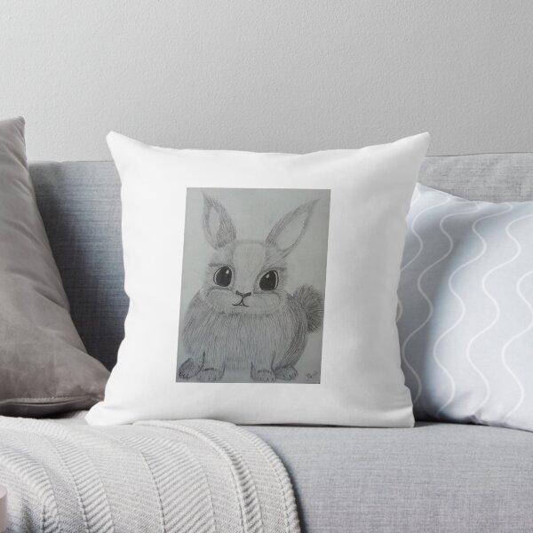 scared fluffy bunny Throw Pillow