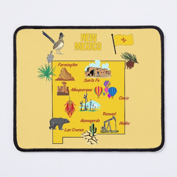 Item preview, Hand Drawn Illustration of New Mexico state Map with Tourist Destinations, USA designed and sold by mashmosh.