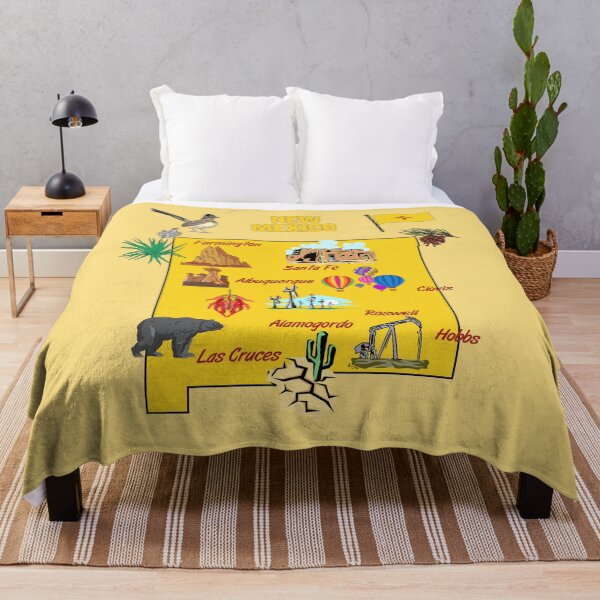 Item preview, Hand Drawn Illustration of New Mexico state Map with Tourist Destinations, USA designed and sold by mashmosh.