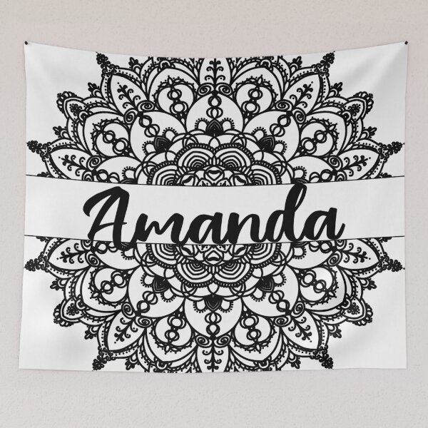Item preview, First name Amanda mandala in black designed and sold by felinefeelings.