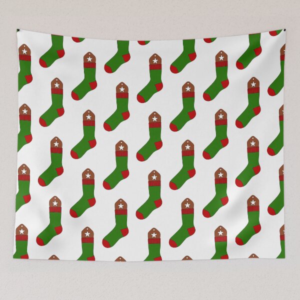 Item preview, Knit Sock (Green and Red with Dark Wood, Star) designed and sold by nklange240.