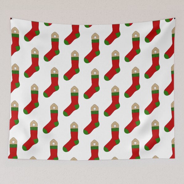 Item preview, Knit Sock (Red and Green with Light Wood, Star) designed and sold by nklange240.