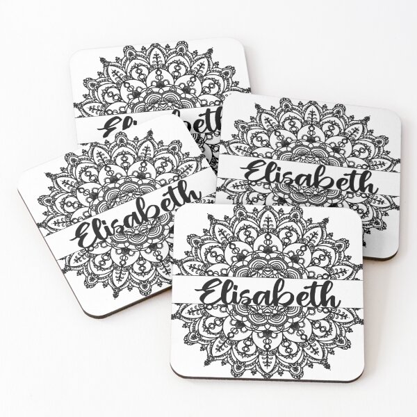 Item preview, First name Elisabeth mandala in black designed and sold by felinefeelings.