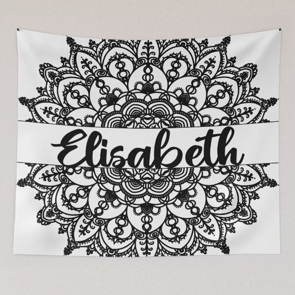 Item preview, First name Elisabeth mandala in black designed and sold by felinefeelings.