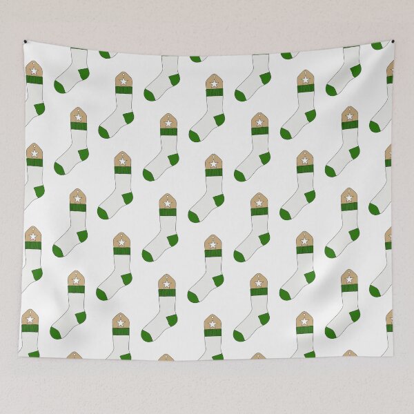 Item preview, Knit Sock (White and Green with Light Wood, Star) designed and sold by nklange240.