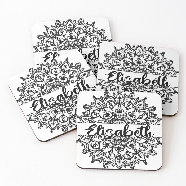 Item preview, First name Elizabeth mandala in black designed and sold by felinefeelings.