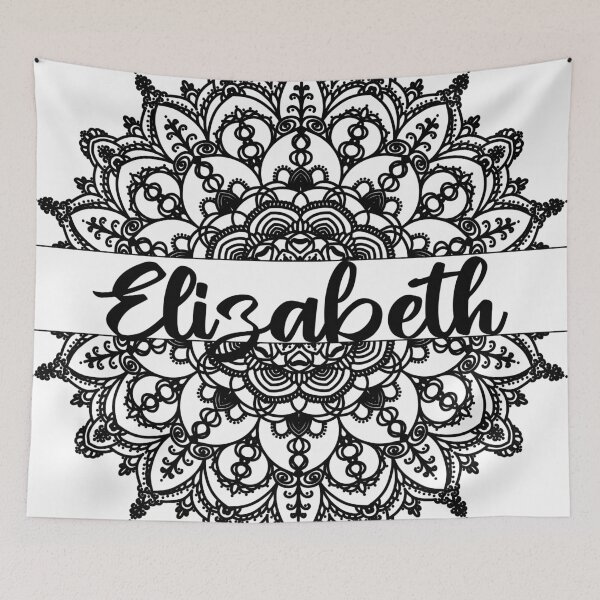 Item preview, First name Elizabeth mandala in black designed and sold by felinefeelings.