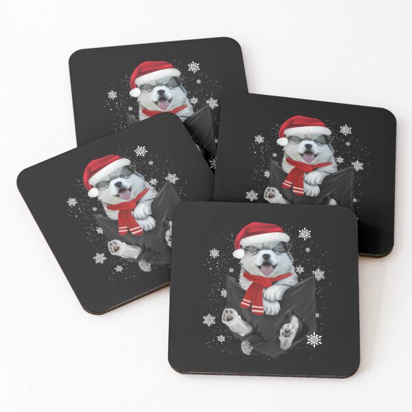 Item preview, Happy Dog White Husky Puppy Pocket Christmas Santa Hat designed and sold by Barnissim.